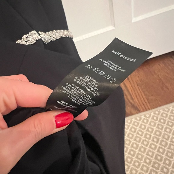 Self-Portrait Black Mini Bodycon Dress with Slit and Ruched Details - Picture 7 of 10